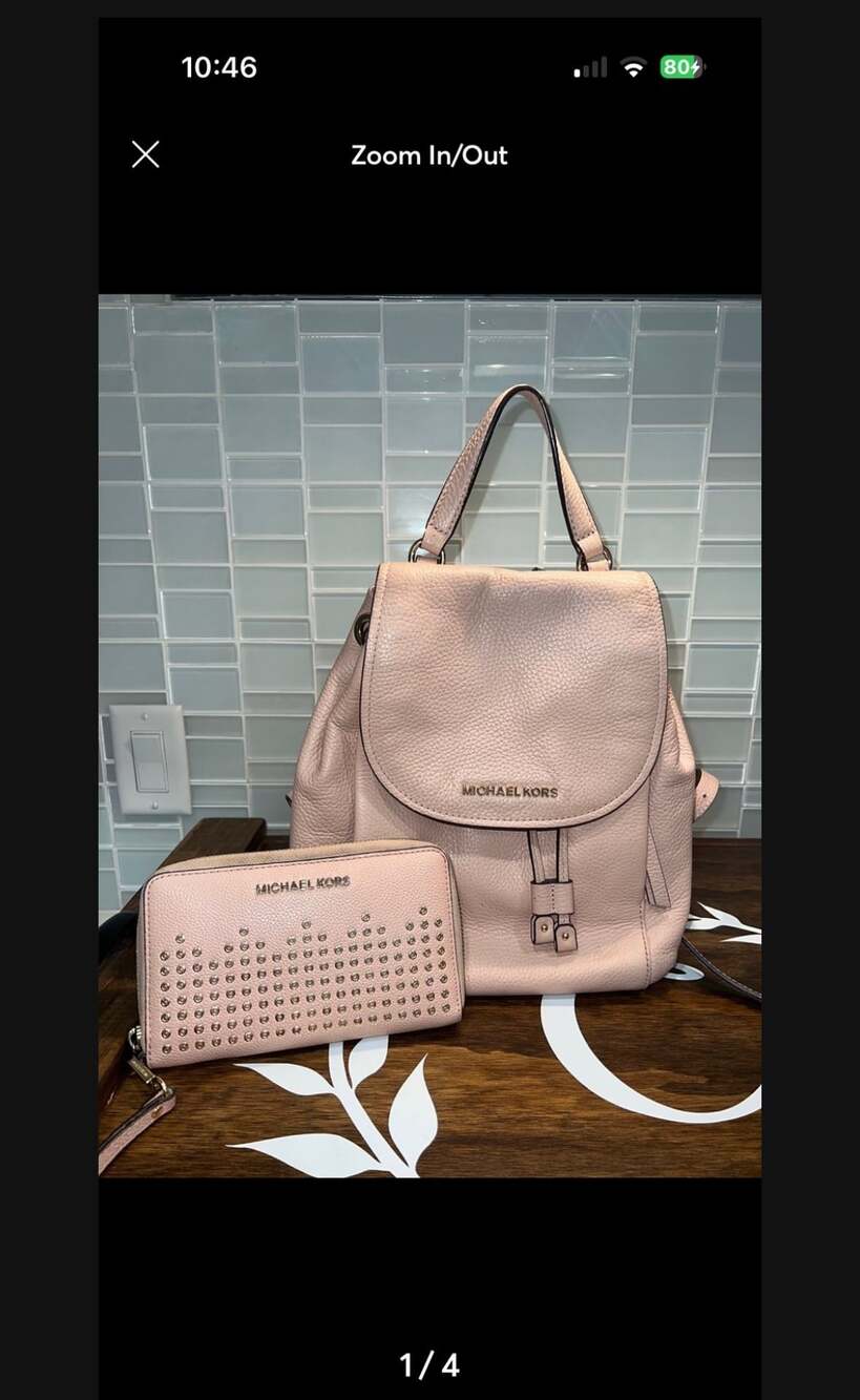 Michael Kors Riley Large Studded Leather Backpack in Ballet Pink